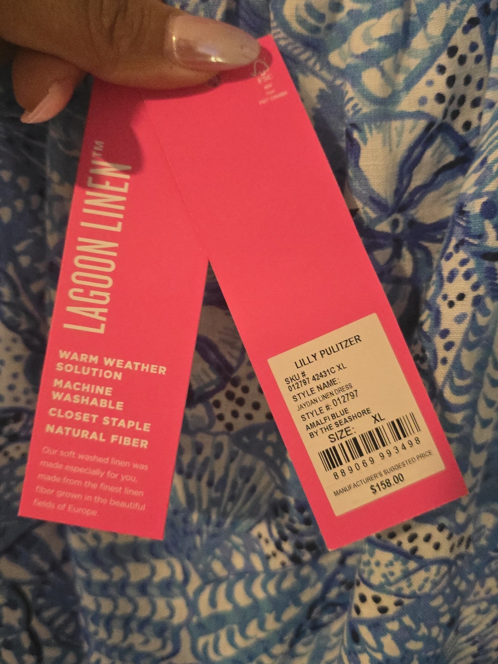 NWT Size XL Lilly Pulitzer Blue & Lagoon Linen Dress - Picture 2 of 6